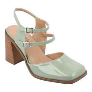 Journee Collection Women's Caisey Double Strap Block Heel Pumps Green Size 9